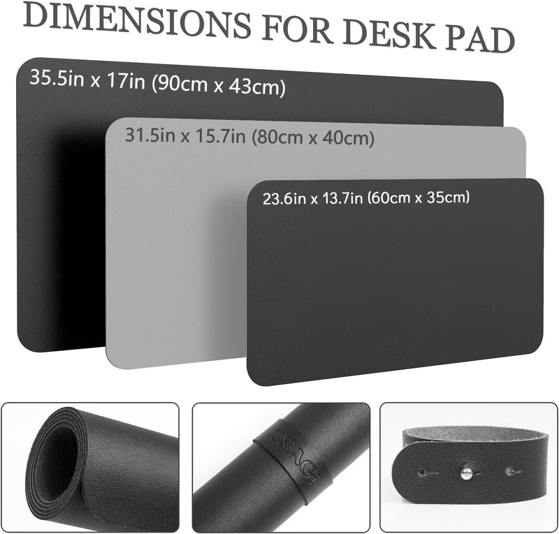 Non-Slip Desk pad,New Material Leather Desk Blotter Pad,Soft Surface Desk Mat,Easy Clean Laptop Desk Writing Mat for Office/Home (Black, 35.4" x 17")