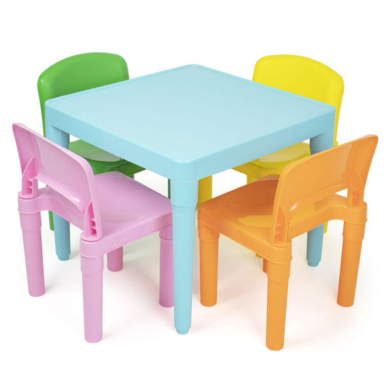 Humble Crew Kids Plastic Table & 4 Chairs, Modern Brights