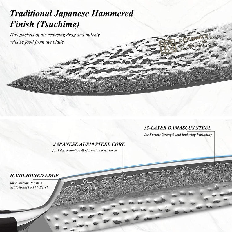 KEEMAKE Kitchen Knife Set-8 Inch & 6.5 inch Chef Knives-Imported 67-Layers Japanese Damascus Steel