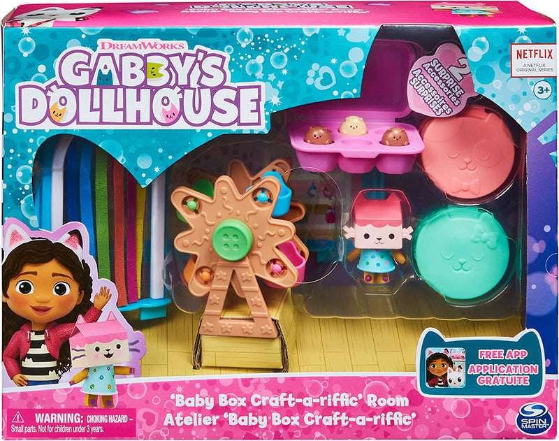 Gabby's Dollhouse, Baby Box Cat Craft-A-Riffic Room with Exclusive Figure, Accessories