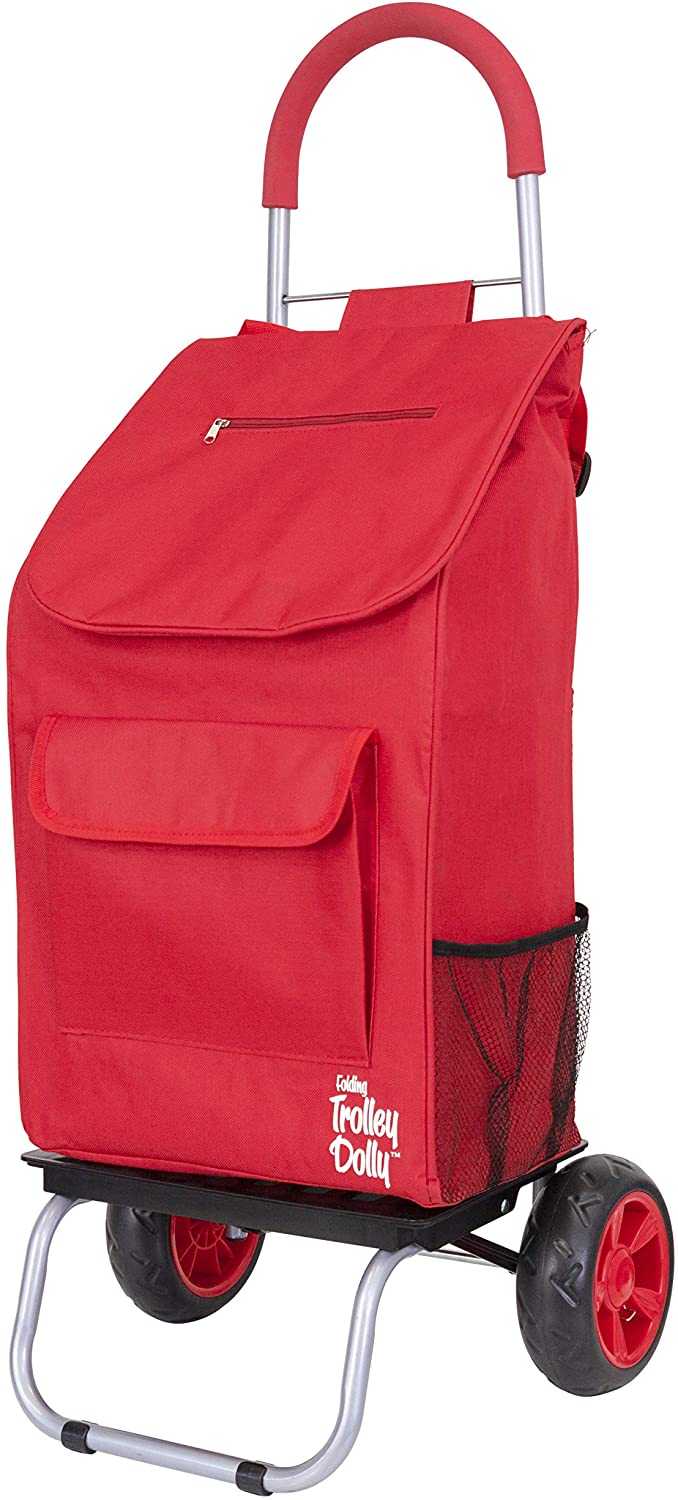 Trolley Dolly, Red Shopping Grocery Foldable Cart
