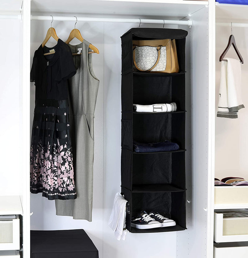 SimpleHouseware 5 Shelves Hanging Closet Organizer, Black