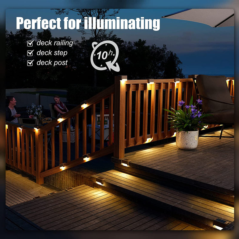 Solar Deck Lights Outdoor 16 Pack, Solar Step Lights Waterproof Led Solar lights for Outdoor Stairs, Step , Fence, Yard, Patio, and Pathway(Warm White)