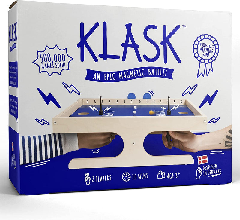 KLASK: The Magnetic Award-Winning Party Board Game of Skill - for Kids and Adults of All Ages That's Half Foosball, Half Air Hockey