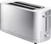 ZWILLING Enfinigy Cool Touch 2 Long Slot Toaster, 4 Slices with Extra Wide 1.5" Slots for Bagels, 7 Toast Settings, Even Toasting, Reheat, Cancel, Defrost, Silver