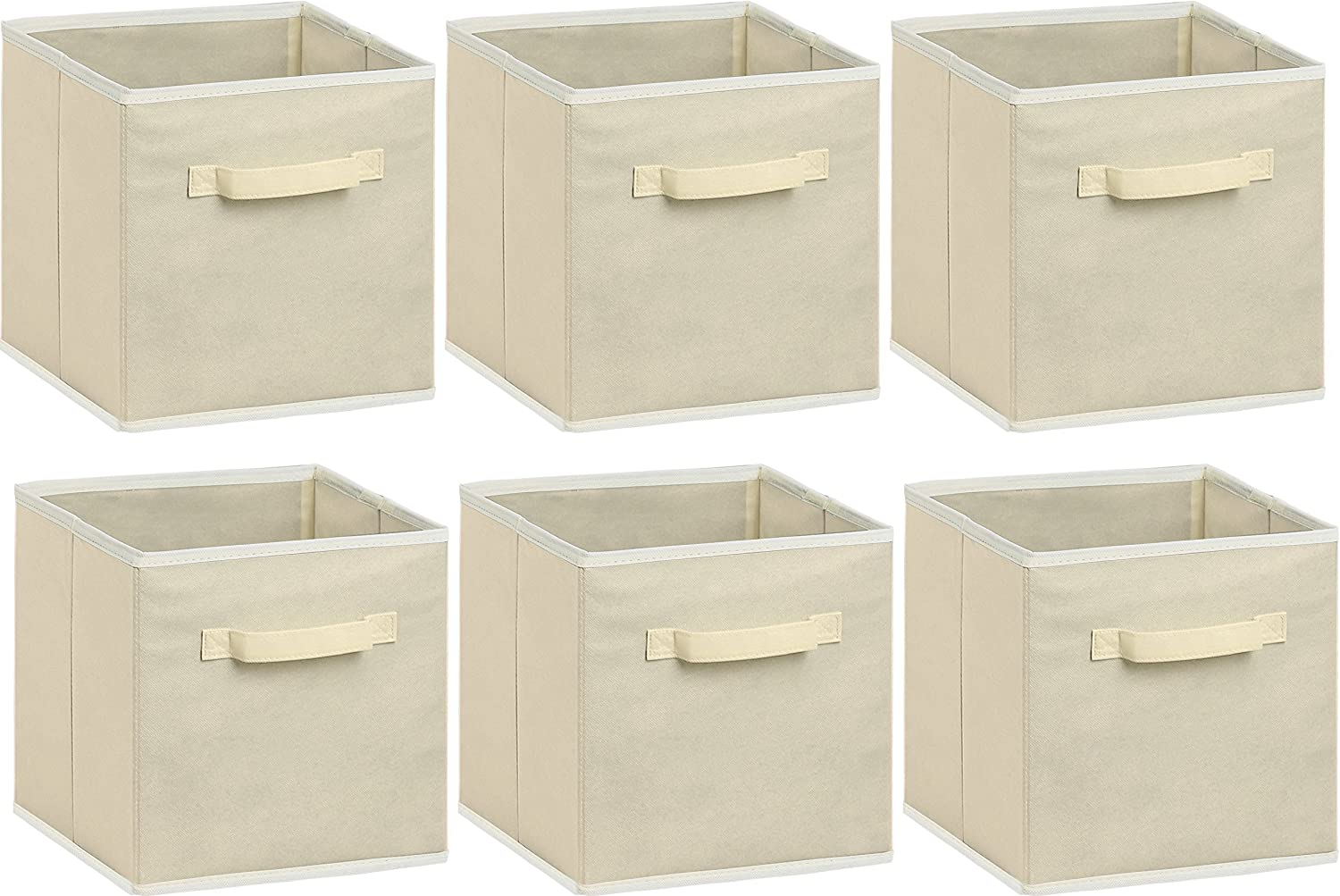 SimpleHouseware Storage Bin Cube Foldable Organizer, Beige - Pack of 6 Beige