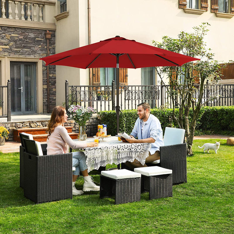 SONGMICS 7.5 ft Outdoor Table Umbrella, 8 Ribs, UPF 50+, Tilt and Crank for Deck, Patio, Garden, Pool