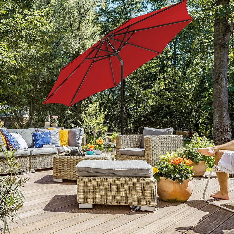 SONGMICS 7.5 ft Outdoor Table Umbrella, 8 Ribs, UPF 50+, Tilt and Crank for Deck, Patio, Garden, Pool