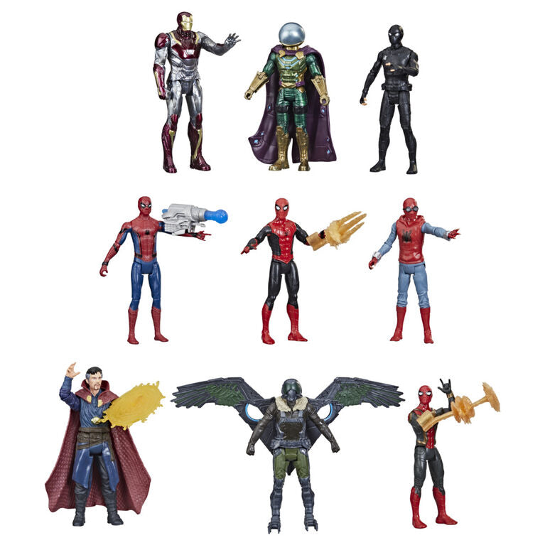 Marvel Spider-Man 6-Inch Figure Multi Movie Collection Pack, 9 Heroes and Villains, 6 Accessories