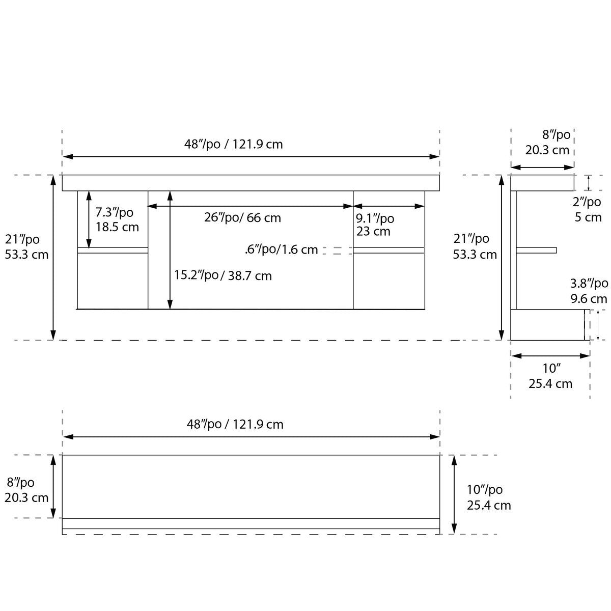 ActiveFlame Electric Fireplace with Floating Mantel Shelf, Classic Grey