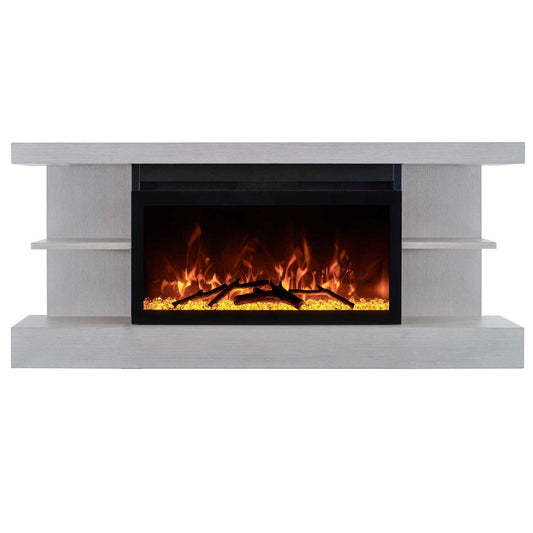 ActiveFlame Electric Fireplace with Floating Mantel Shelf, Classic Grey