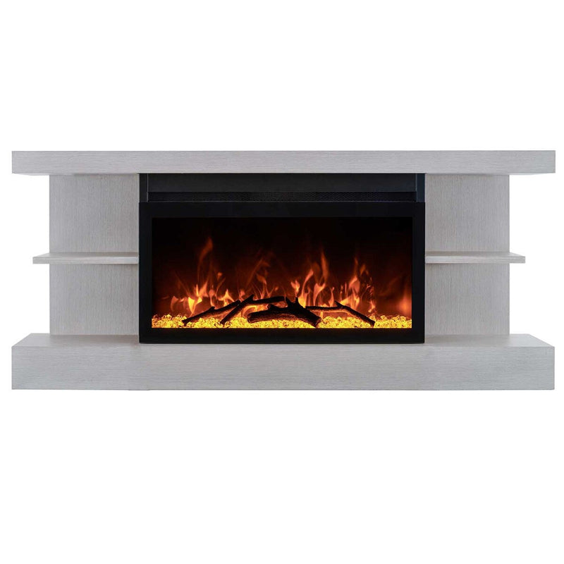 ActiveFlame Electric Fireplace with Floating Mantel Shelf, Classic Grey