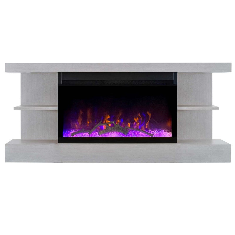 ActiveFlame Electric Fireplace with Floating Mantel Shelf, Classic Grey