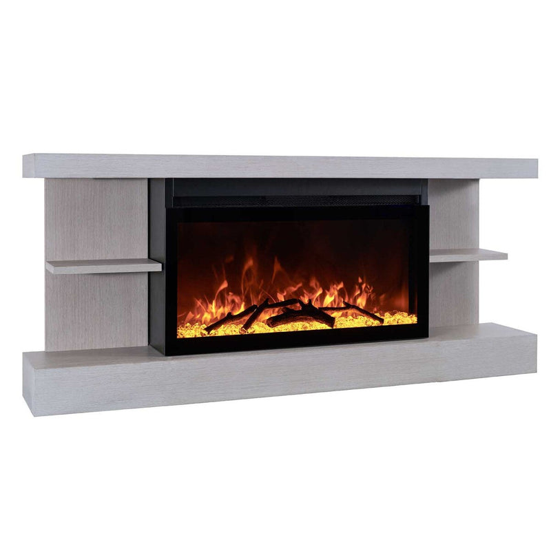 ActiveFlame Electric Fireplace with Floating Mantel Shelf, Classic Grey