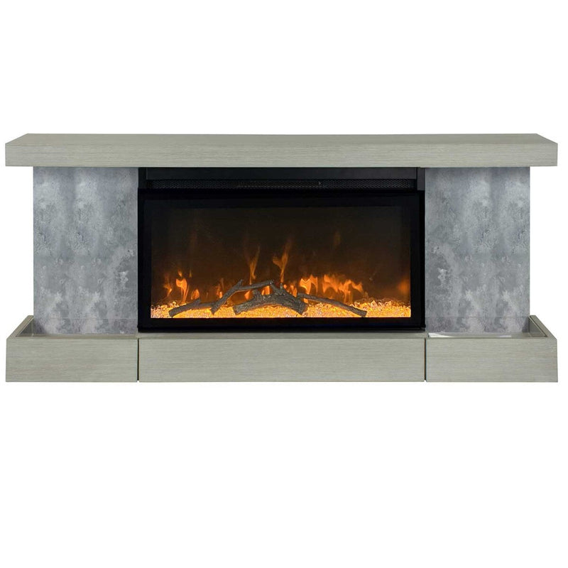 ActiveFlame Electric Fireplace with Floating Mantel Shelf, Urban Cement