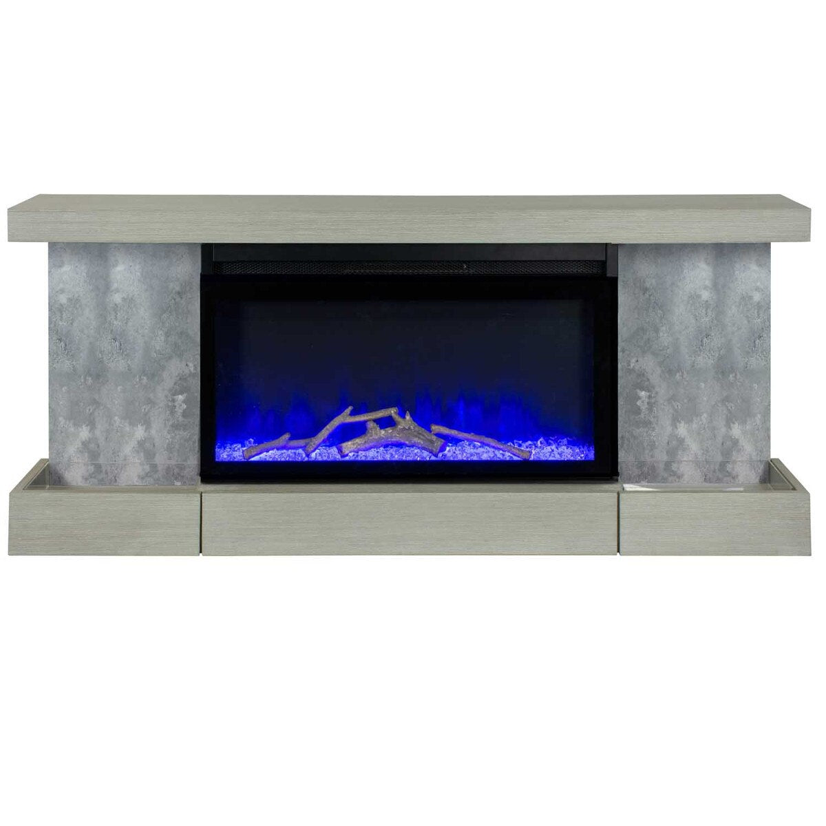 ActiveFlame Electric Fireplace with Floating Mantel Shelf, Urban Cement