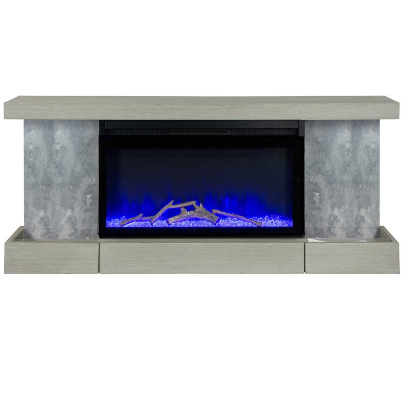 ActiveFlame Electric Fireplace with Floating Mantel Shelf, Urban Cement