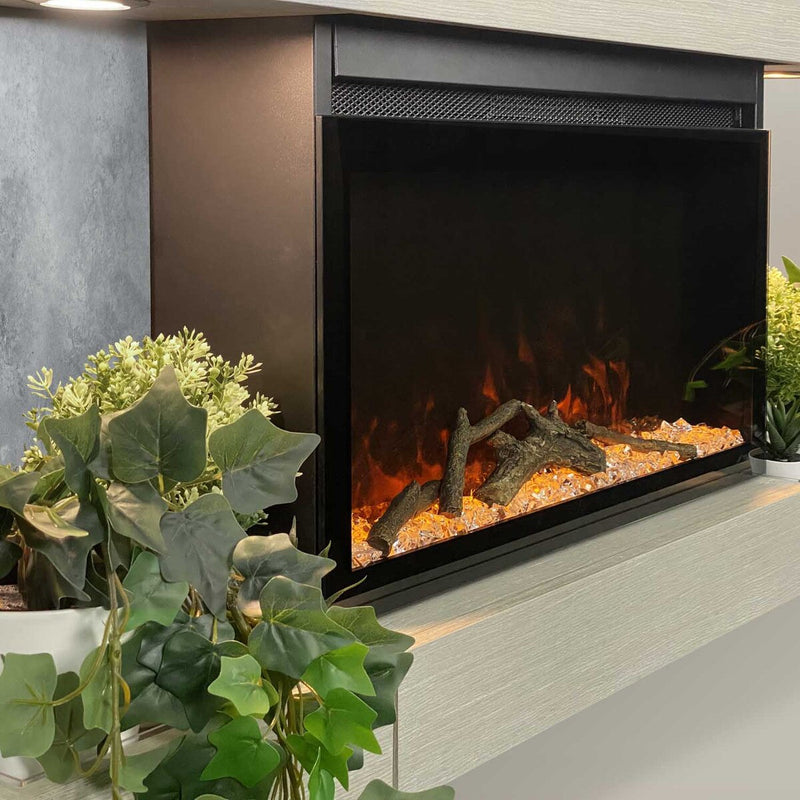 ActiveFlame Electric Fireplace with Floating Mantel Shelf, Urban Cement