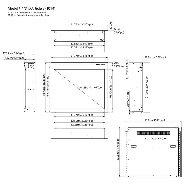 ActiveFlame Pro Series Electric Fireplace Insert, 36IN