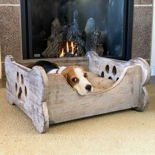 Bowser & Meowser Earth Friendly Recycled Wood Pet Bed, Bone Shape