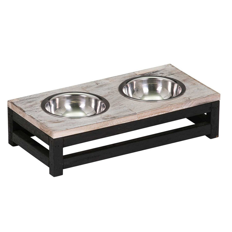 Bowser & Meowser Earth Friendly Recycled Wood Pet Feeding Dish, 2 Tone