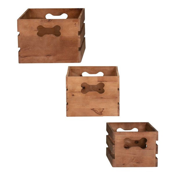 Bowser & Meowser Earth Friendly Recycled Wood Toy and Storage Boxes, Set of 3