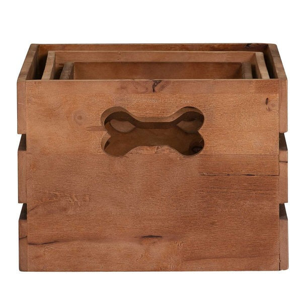 Bowser & Meowser Earth Friendly Recycled Wood Toy and Storage Boxes, Set of 3