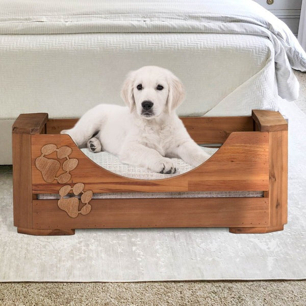 Bowser & Meowser Earth Friendly Recycled Wood Pet Bed, Paw Print