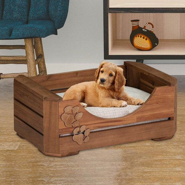 Bowser & Meowser Earth Friendly Recycled Wood Pet Bed, Paw Print