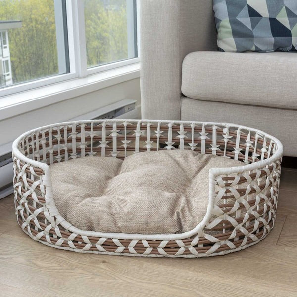 Bowser & Meowser Resin Wicker Pet Bed, Oval