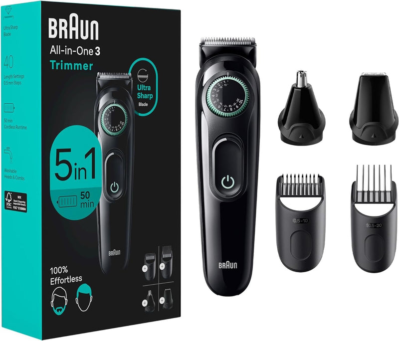 Braun All-in-One Style Kit Series 3 3450, 5-in-1 Trimmer for Men