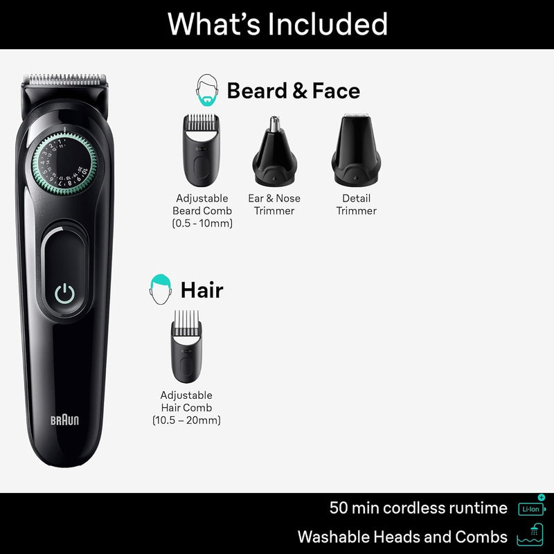 Braun All-in-One Style Kit Series 3 3450, 5-in-1 Trimmer for Men