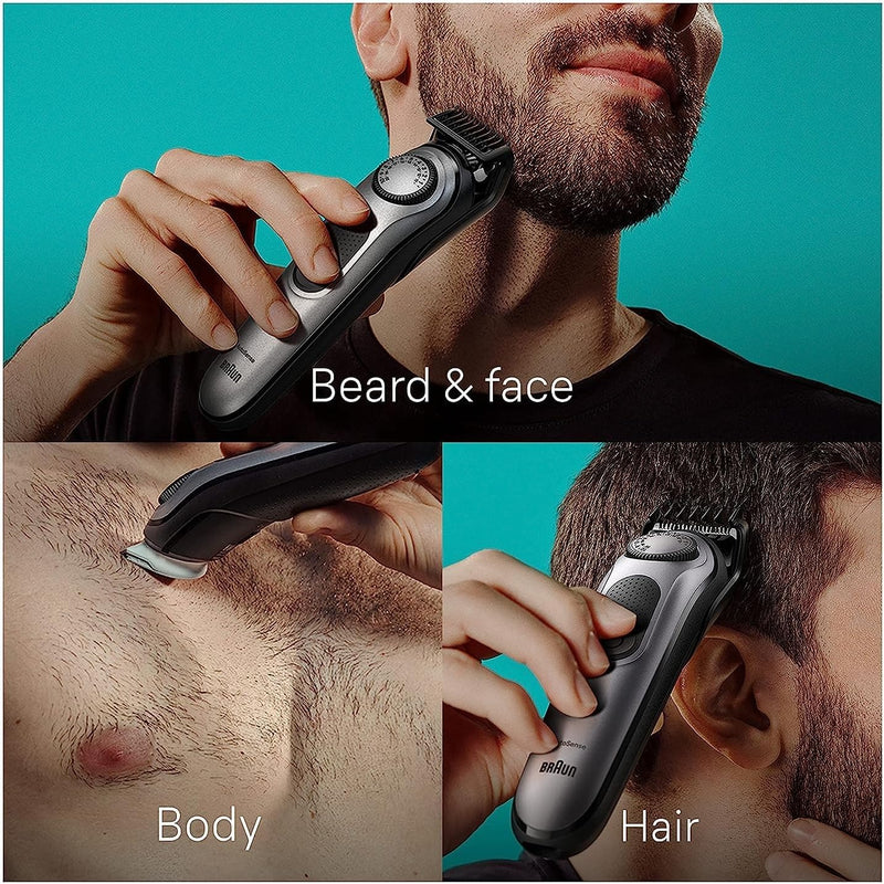 Braun All-in-One Style Kit Series 7 7410, 100% Waterproof 8-in-1 Beard & Body Trimmer for Manscaping