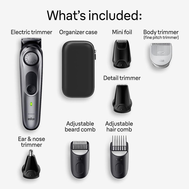 Braun All-in-One Style Kit Series 7 7410, 100% Waterproof 8-in-1 Beard & Body Trimmer for Manscaping