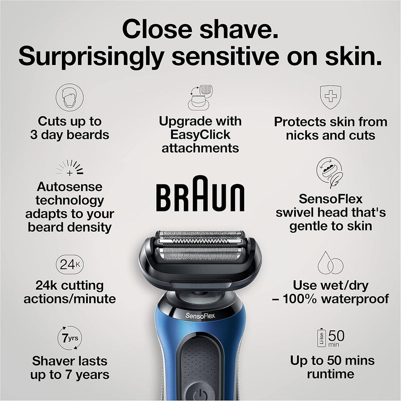 Braun Electric Razor for Men, Series 6 6020s SensoFlex Electric Foil Shaver