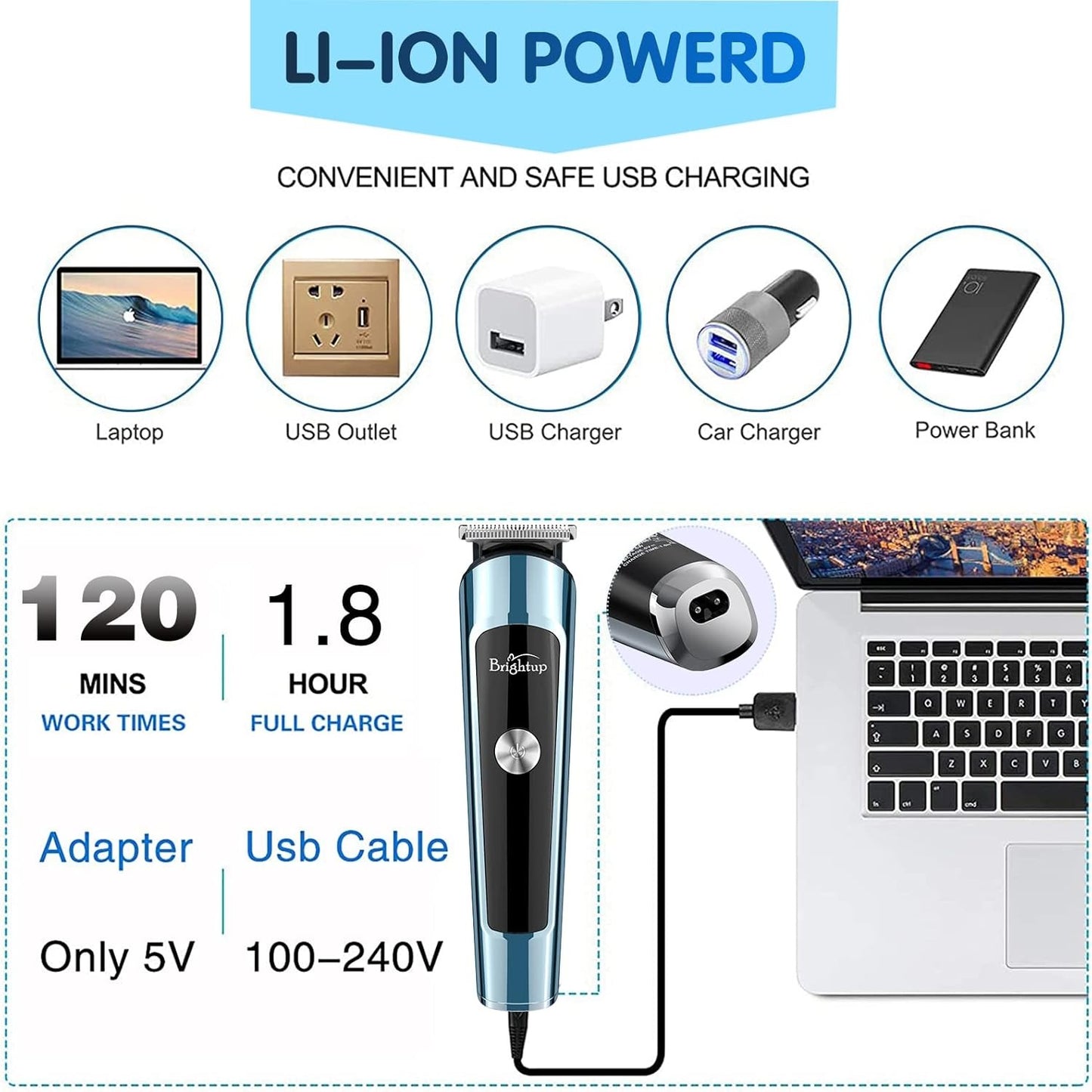Brightup Beard Trimmer, Electric Razor Hair Trimmer for Men