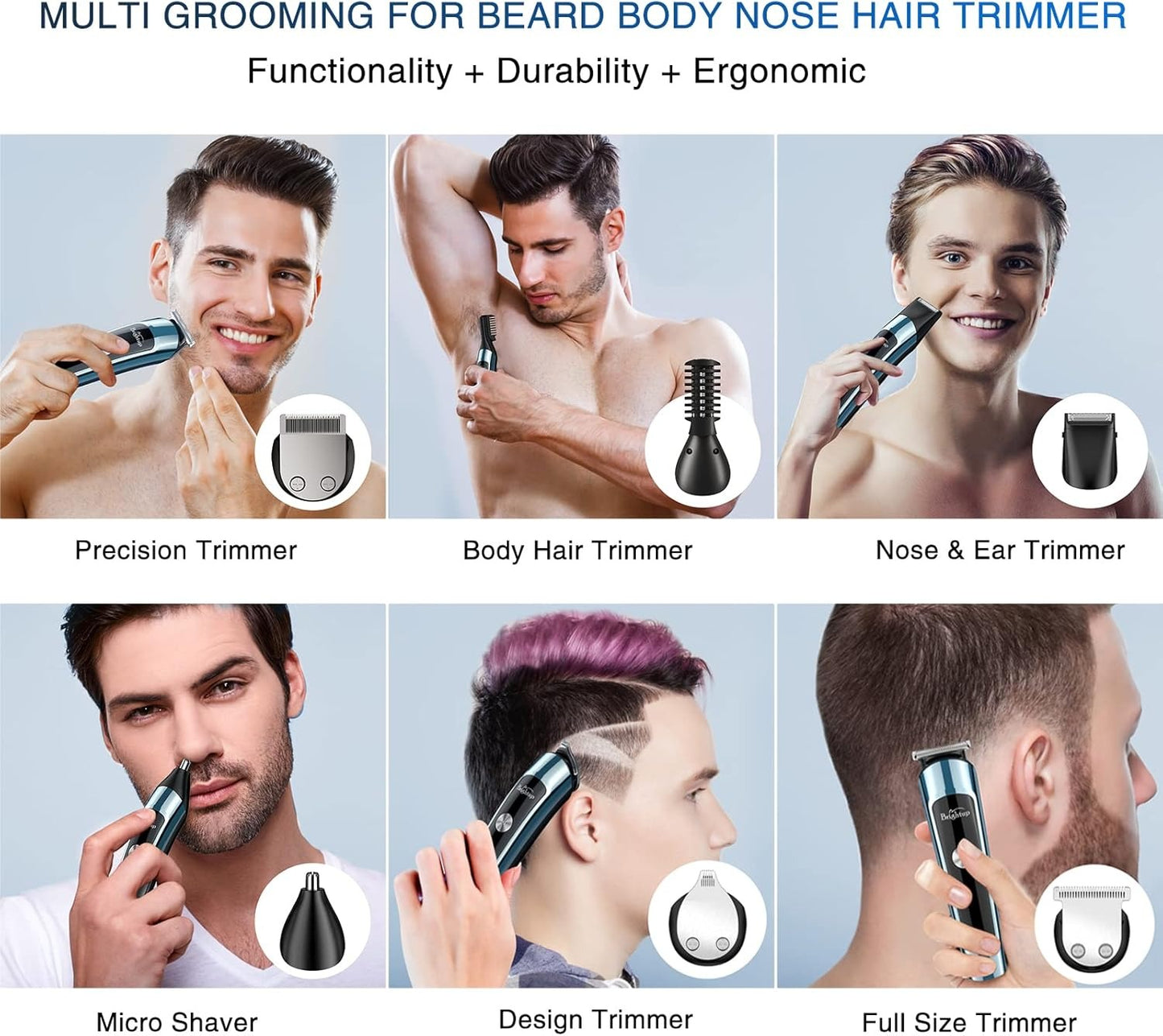 Brightup Beard Trimmer, Electric Razor Hair Trimmer for Men