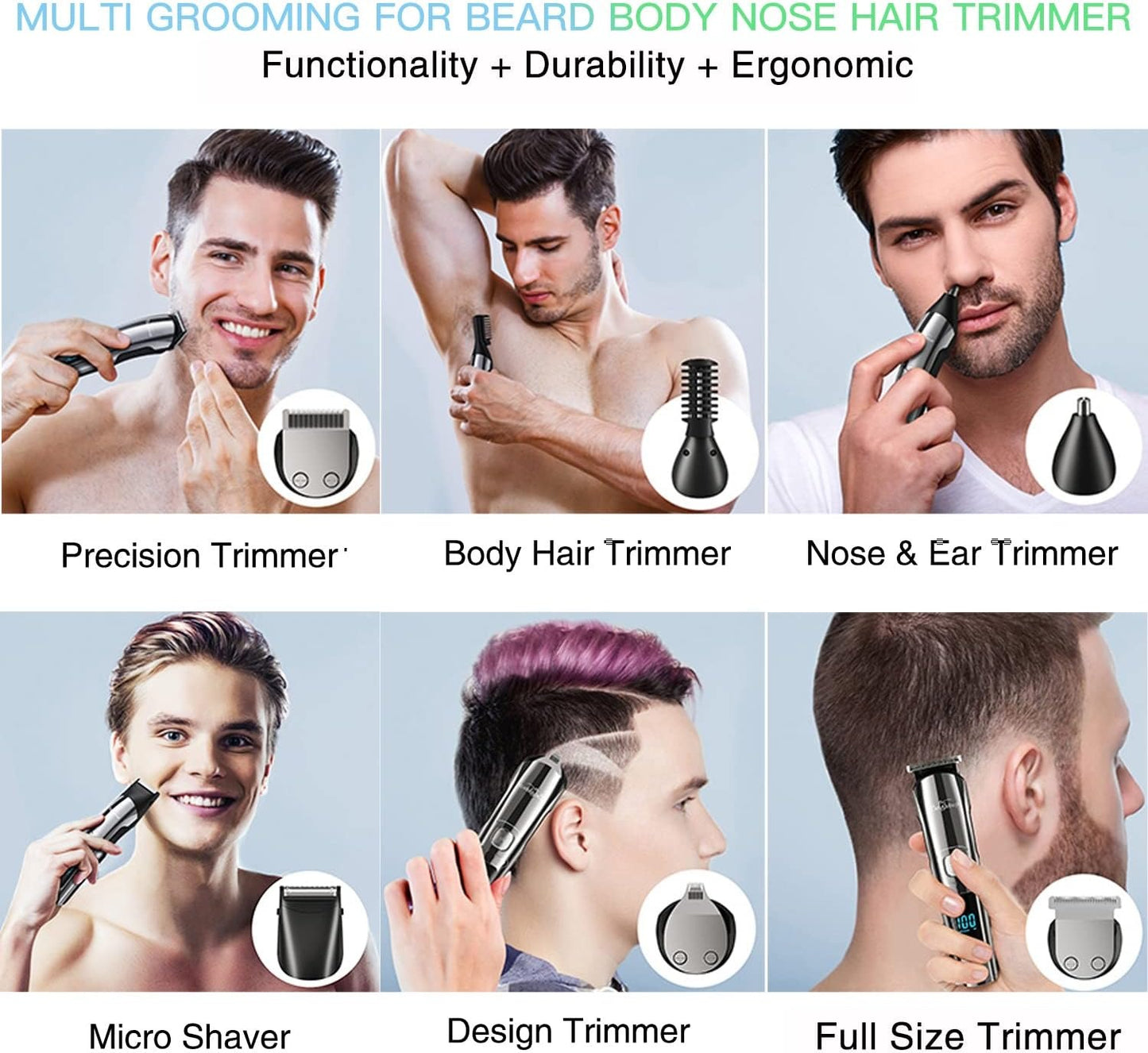 Brightup Beard Trimmer for Men - Electric Razor & Shaver, Cordless Hair Clippers Trimmers Set