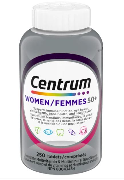 Centrum Complete Multivitamin and Mineral Supplement for Women 50+, 250 Tablets