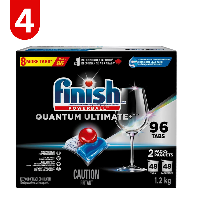 Finish Quantum Ultimate+ Dishwasher Detergent, 96 Tablets