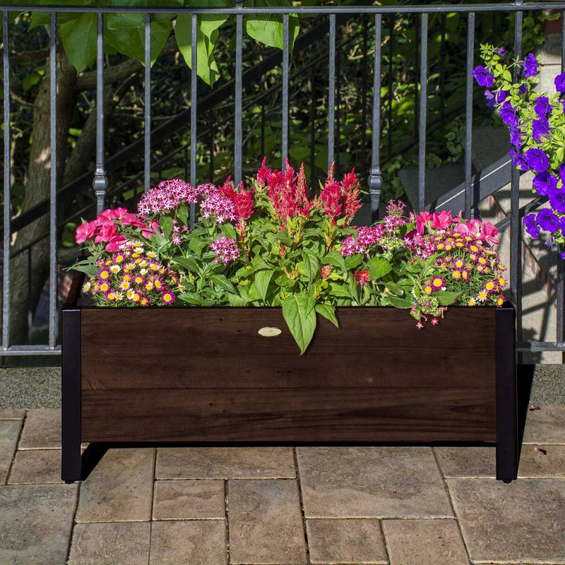 Grapevine FSC Recycled Wood Low-Profile Planter, Rectangular, 37IN x 12.6IN, Cocao Brown