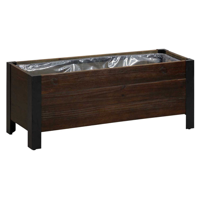 Grapevine FSC Recycled Wood Low-Profile Planter, Rectangular, 37IN x 12.6IN, Cocao Brown