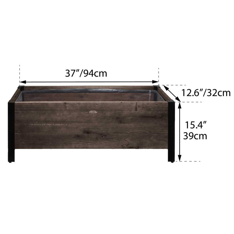 Grapevine FSC Recycled Wood Low-Profile Planter, Rectangular, 37IN x 12.6IN, Cocao Brown