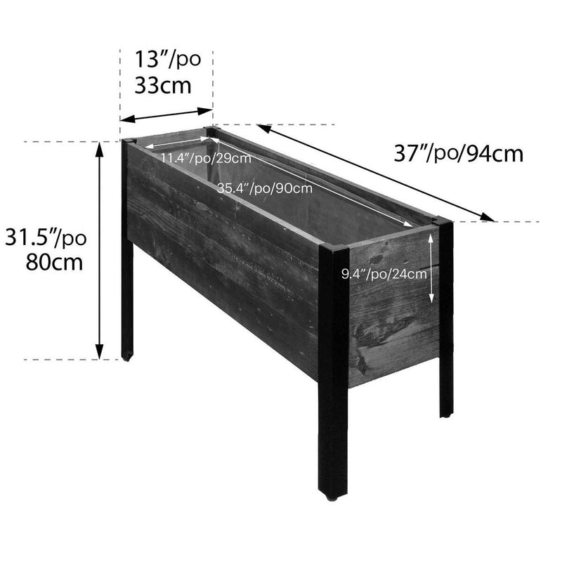 Grapevine FSC Recycled Wood Raised Planter, Rectangular, 37IN x 12.6IN, Cocao Brown