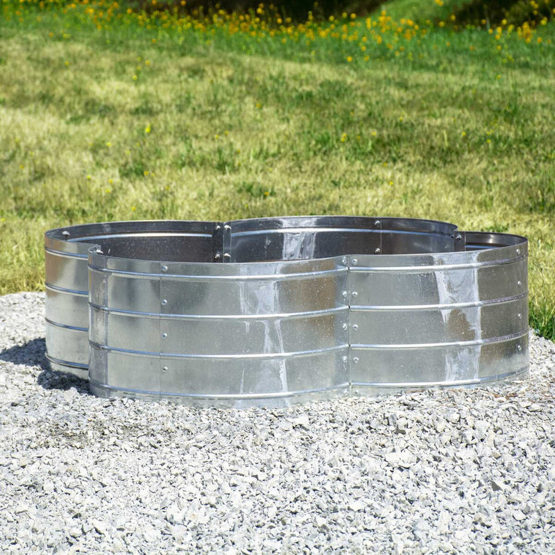 Grapevine Galvanized Steel Raised Garden Bed, 4 Leaf, Silver