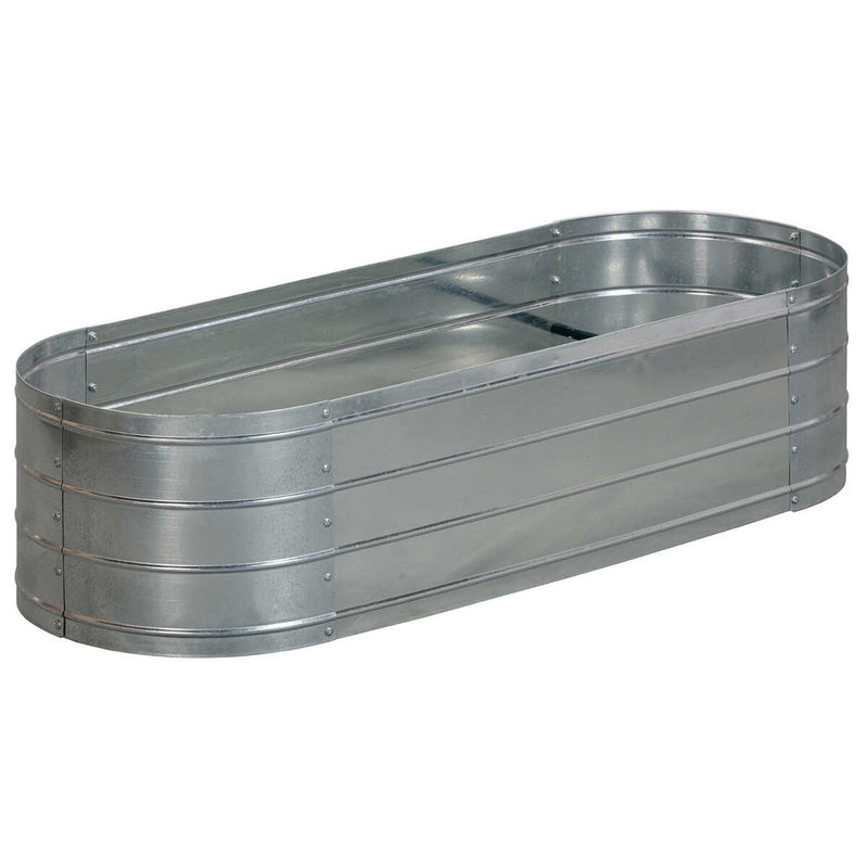 Grapevine Galvanized Steel Raised Garden Bed, Oval, 49IN, Silver