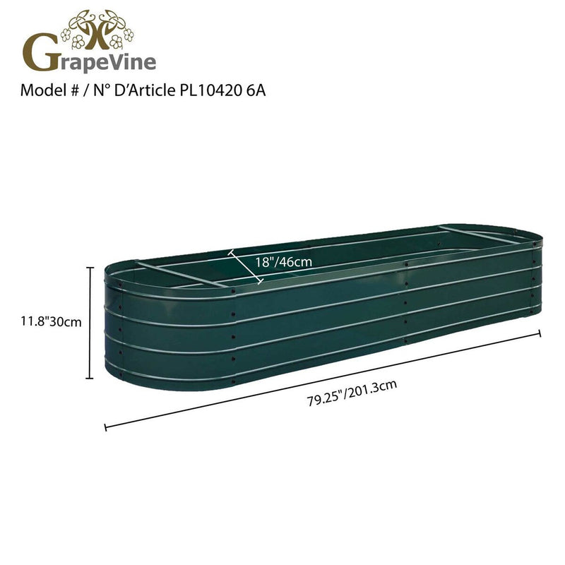 Grapevine Galvanized Steel Raised Garden Bed, Oval, 79IN, Green