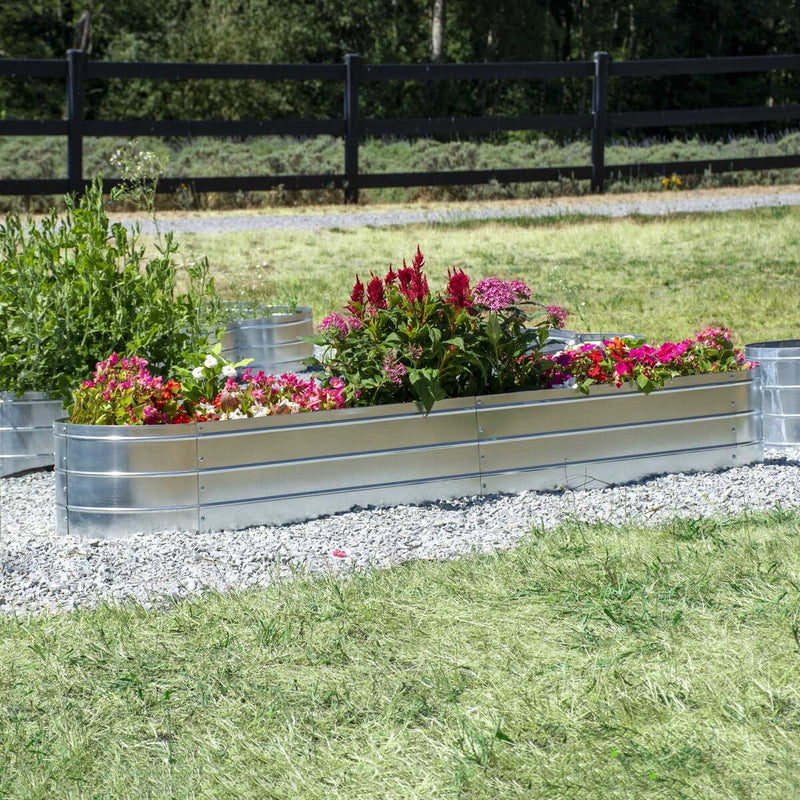 Grapevine Galvanized Steel Raised Garden Bed, Oval, 79IN, Silver