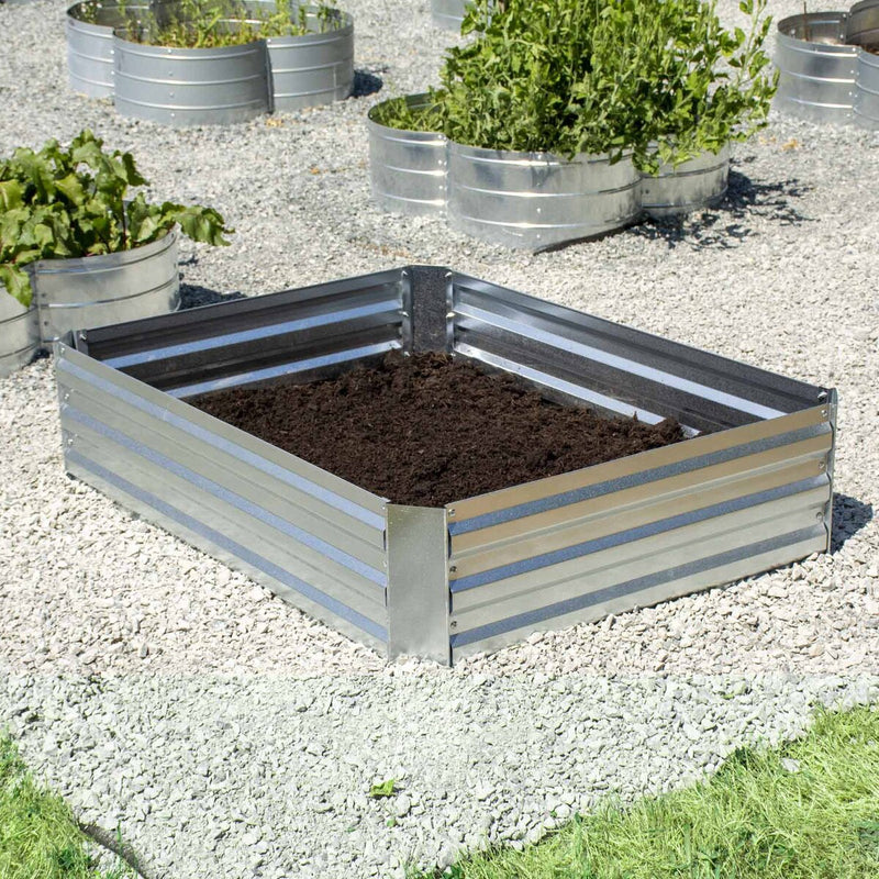 Grapevine Galvanized Steel Raised Garden Bed, Rectangular, Silver