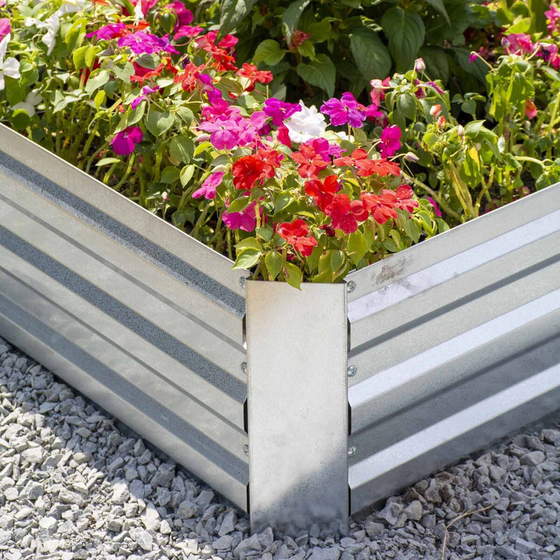 Grapevine Galvanized Steel Raised Garden Bed, Rectangular, Silver